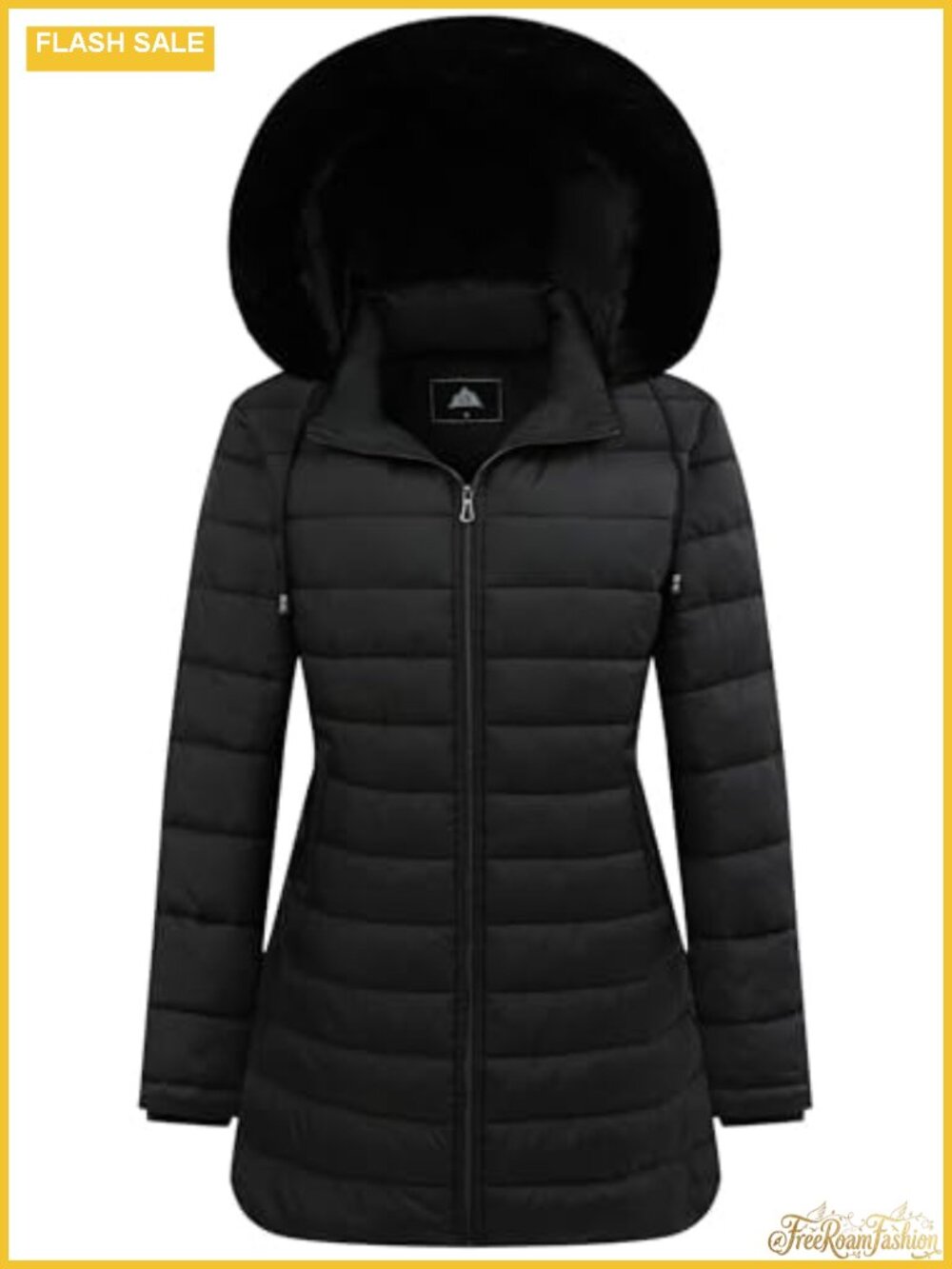 Waterproof Long Hooded Down Jacket with Detachable Fur Collar
